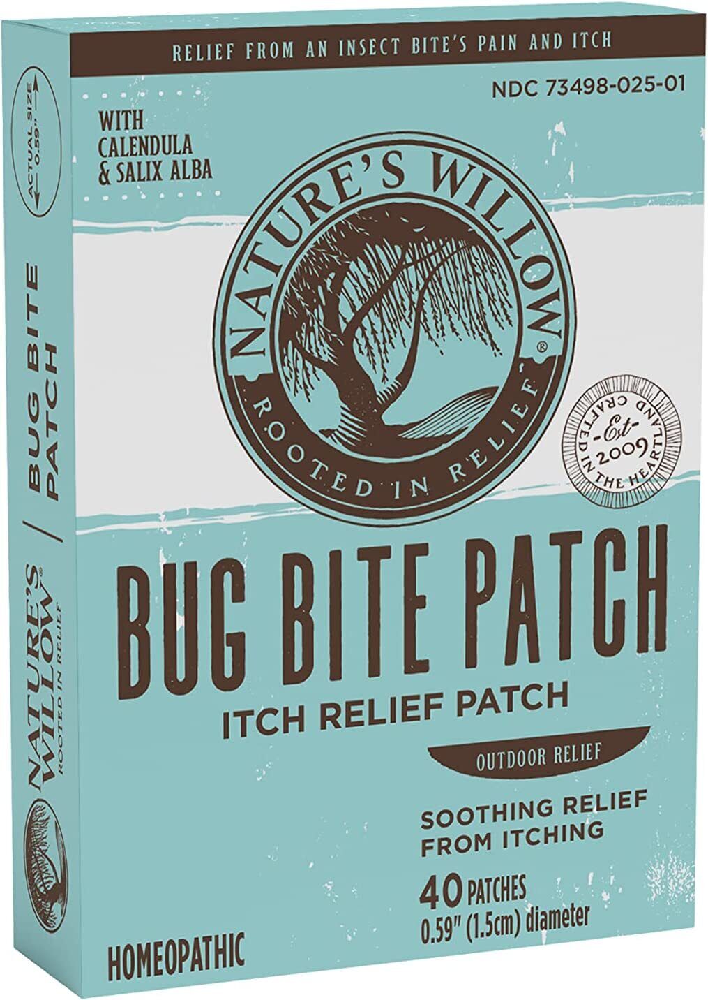 Nature's Willow Natural Bug Insect Bite Pain Itch Relief Patch Fast Acting 40 CT