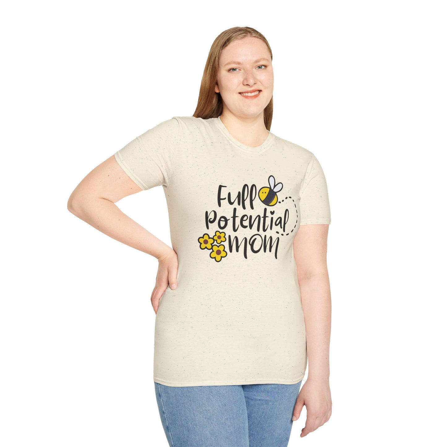 Full Potential Mom Bee Unisex Softstyle T-Shirt