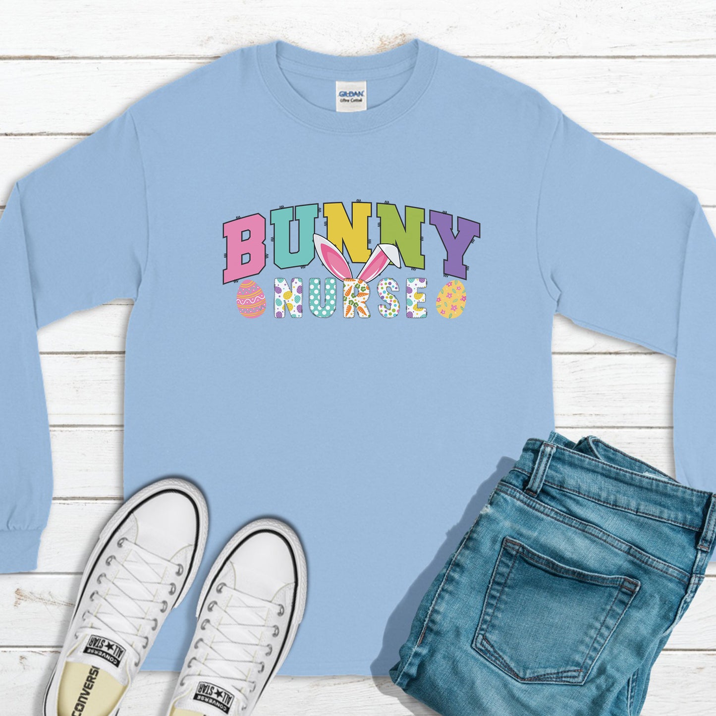 Bunny Nurse Sweatshirt, Easter Outfit, Happy Easter Sweatshirt, Easter Bunny Sweatshirt, Nurse Sweatshirt