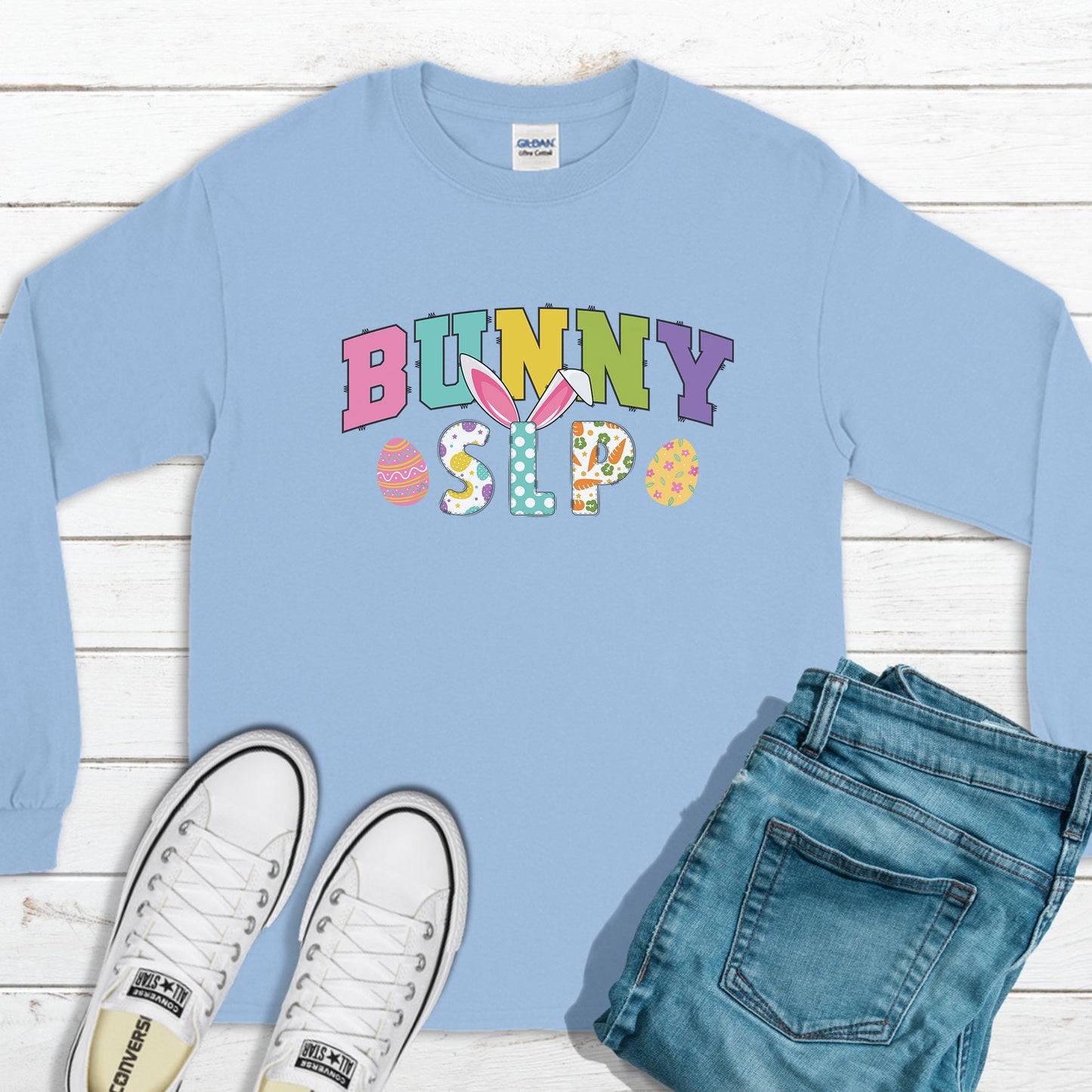Bunny SLP Sweatshirt, Easter Outfit, Happy Easter Sweatshirt, Easter Bunny Sweatshirt, Therapist Sweatshirt