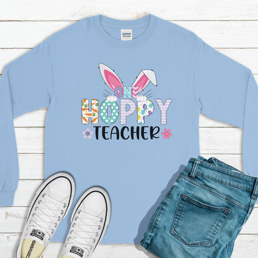One Hoppy Teacher Sweatshirt, Easter Outfit, Happy Easter Sweatshirt, Easter Bunny Sweatshirt