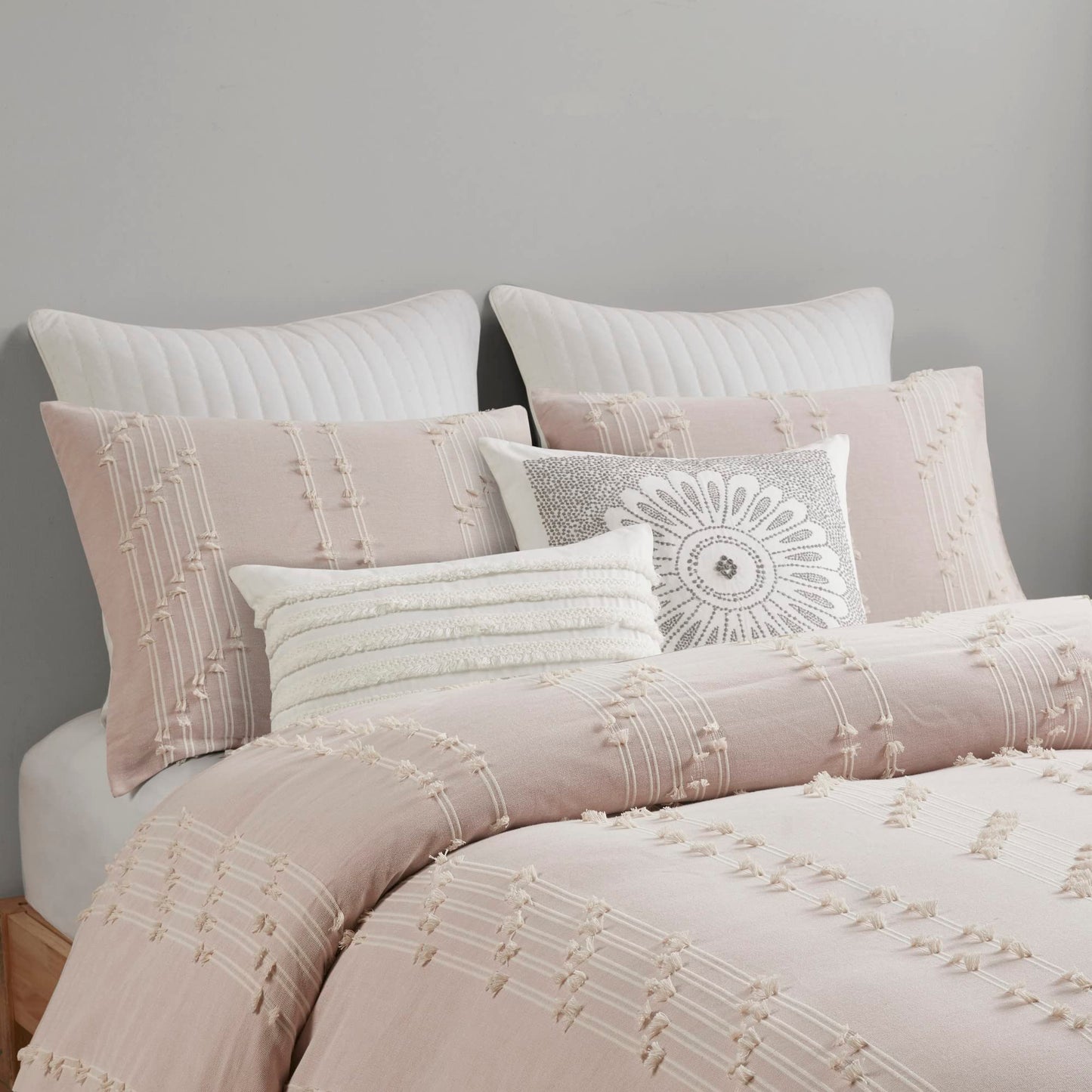 INK+IVY Full/Queen Kara 3-Piece Cotton Jacquard Comforter Set, Blush