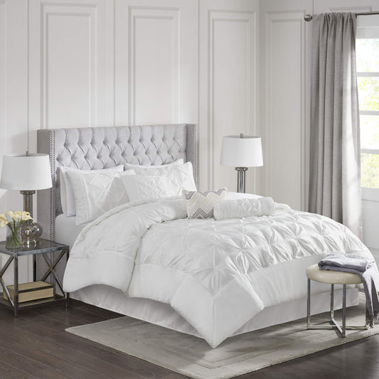 Home Essence Piedmont 7 Piece Tufted Comforter Set, Cal King, White