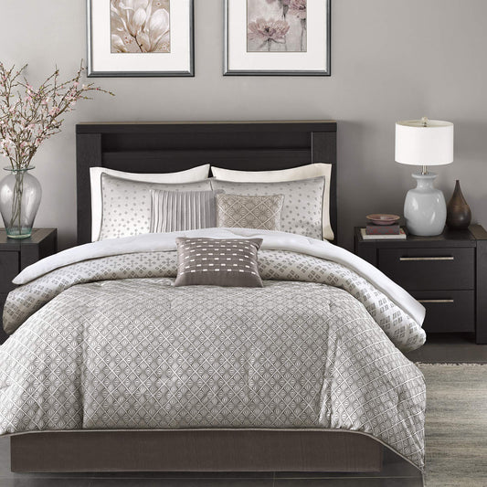 Home Essence Hudson 7-Piece Jacquard Comforter Bedding Set