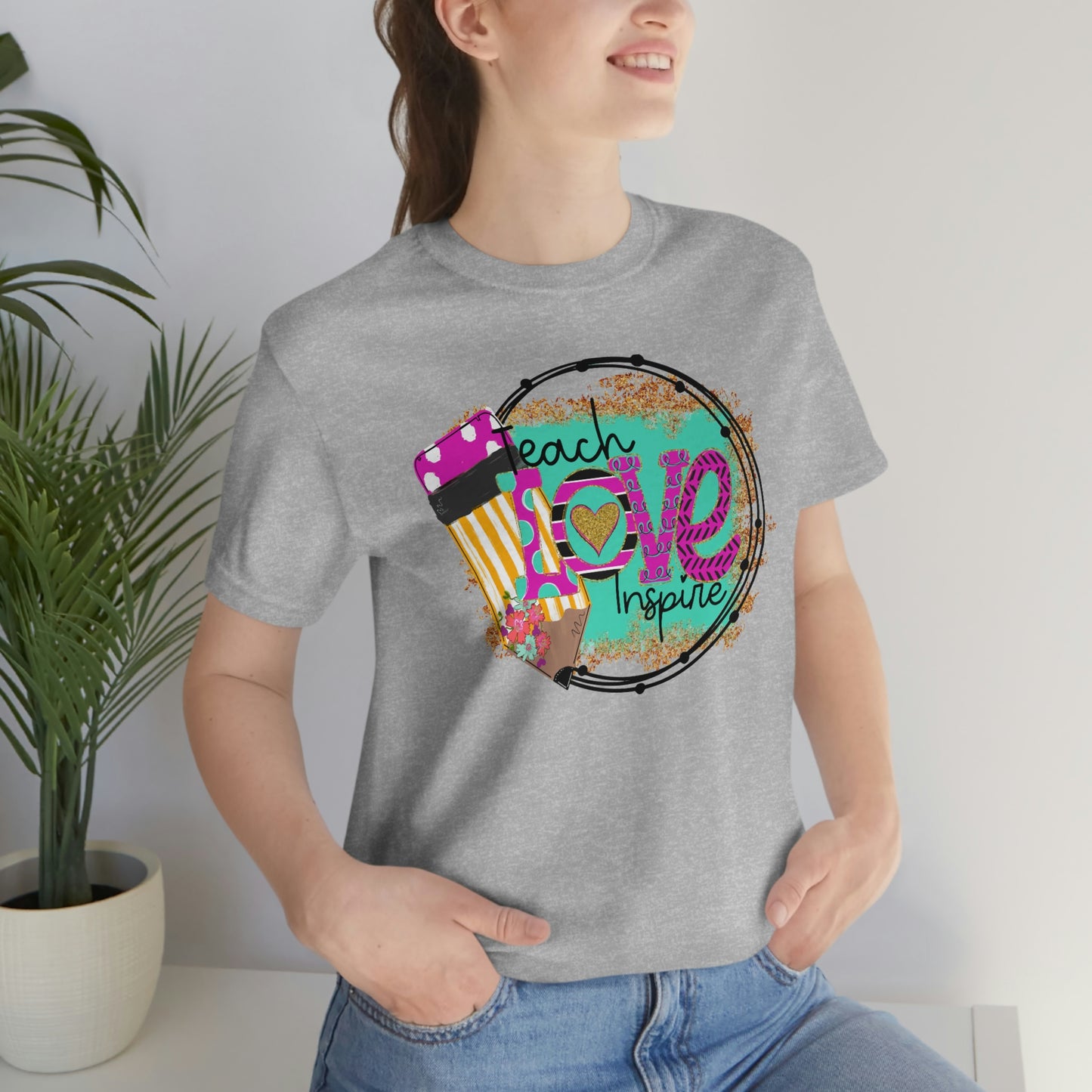 Teach Love Inspire Teacher Shirt Bella Canvas