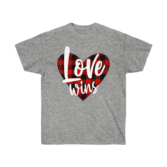 Love Wins Plaid Heart Shirt Sport Gray