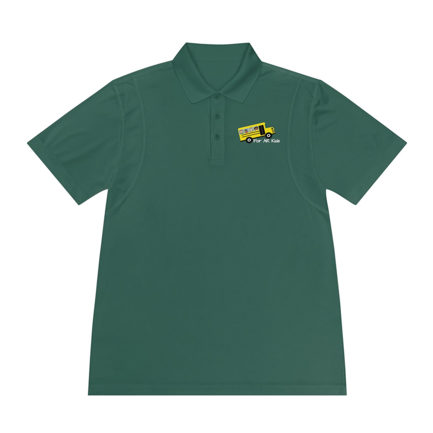 School Bus Men's Sport Polo Shirt, AR Kids Polo Shirt, Cute Children's Bus Polo Shirt