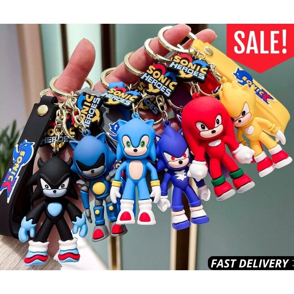 Sonic The Hedgehog Keychain Key Ring Sonic X 3D Grey Dark Blue