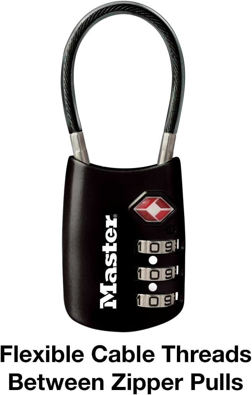 MASTER LOCK Padlock Combination Luggage Bag Backpack Lock 4688DBLK Oval Black