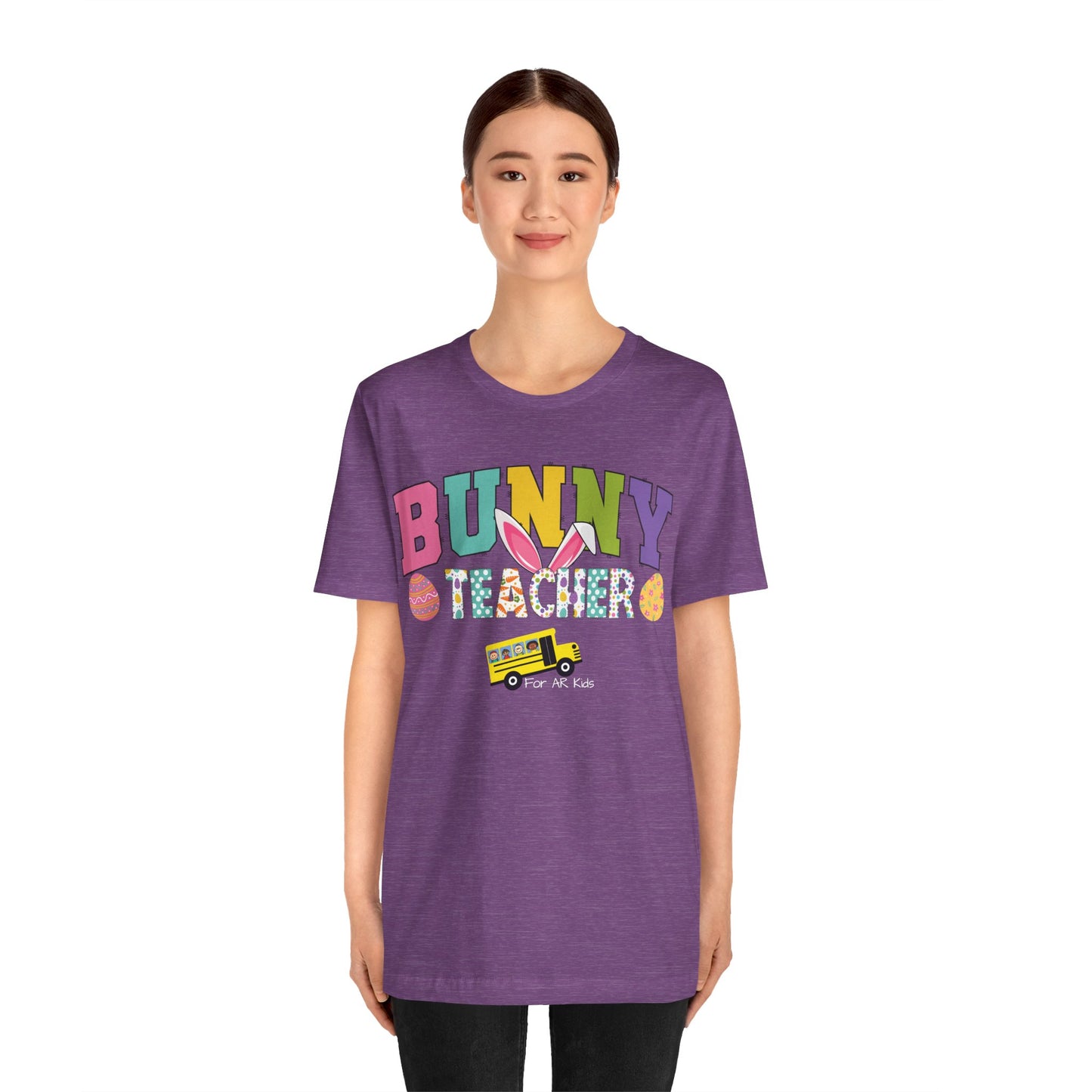 Limited Time Offer - Bunny Teacher x AR Kids Shirt, Happy Bunny Teacher with School Bus Shirt, Easter Egg Shirt, Education Shirt