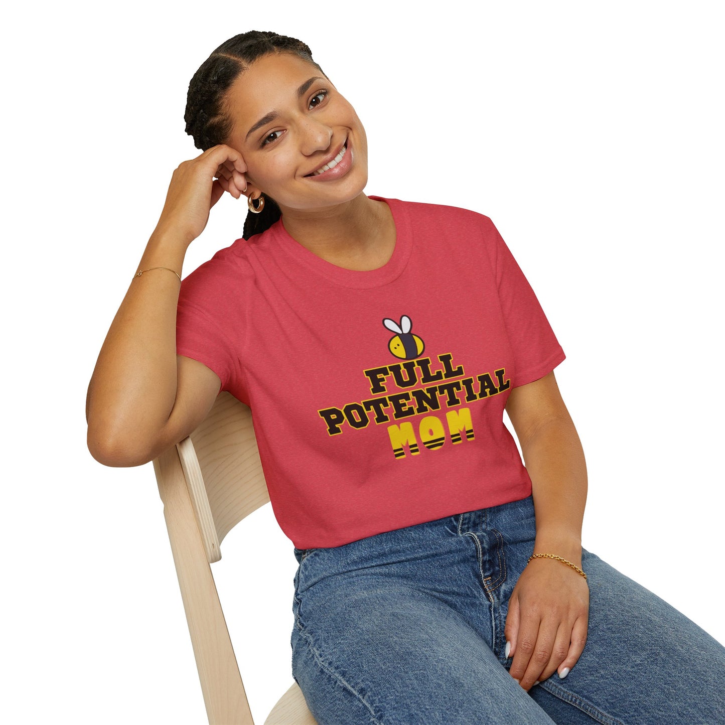 Full Potential Mom Bee v2 Unisex Softstyle T-Shirt