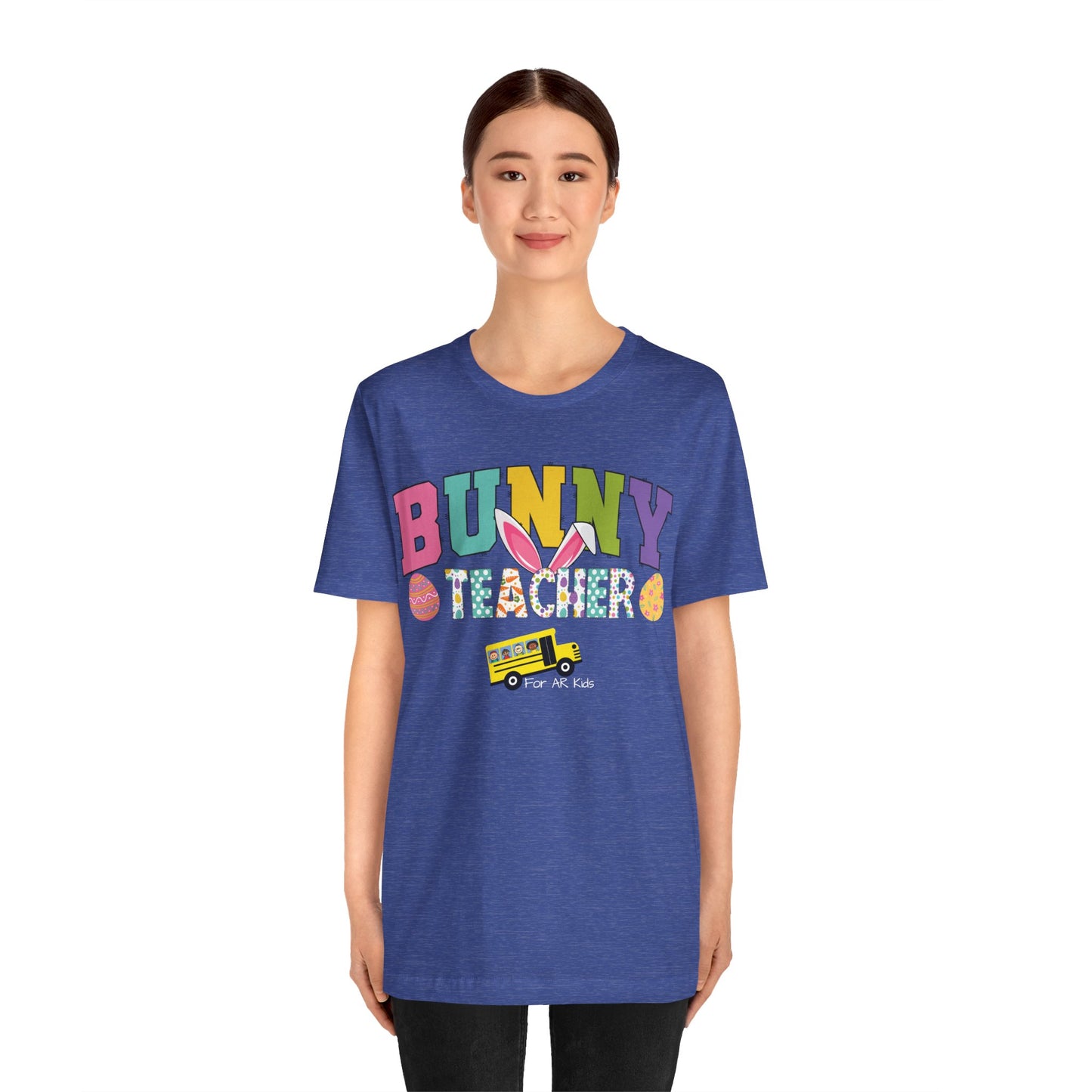 Limited Time Offer - Bunny Teacher x AR Kids Shirt, Happy Bunny Teacher with School Bus Shirt, Easter Egg Shirt, Education Shirt