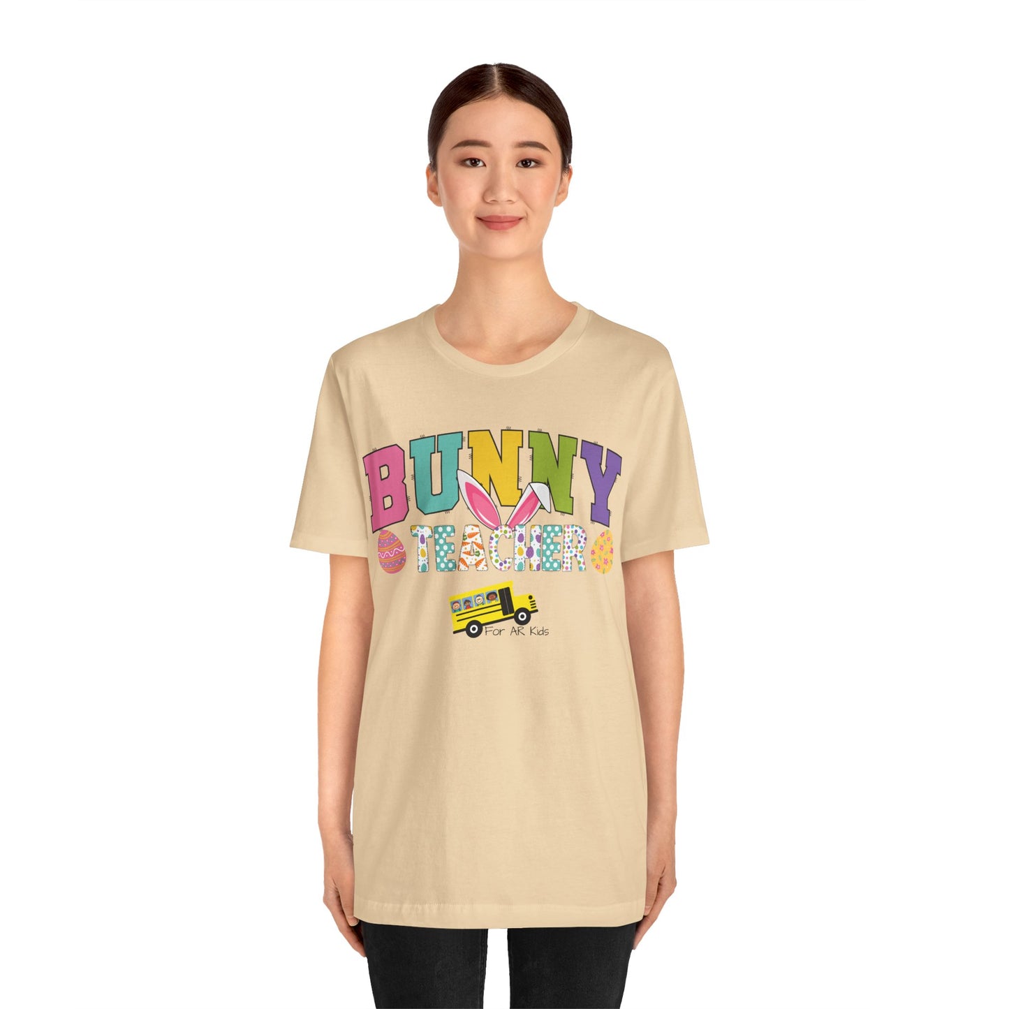 Limited Time Offer - Bunny Teacher x AR Kids Shirt, Happy Bunny Teacher with School Bus Shirt, Easter Egg Shirt, Education Shirt