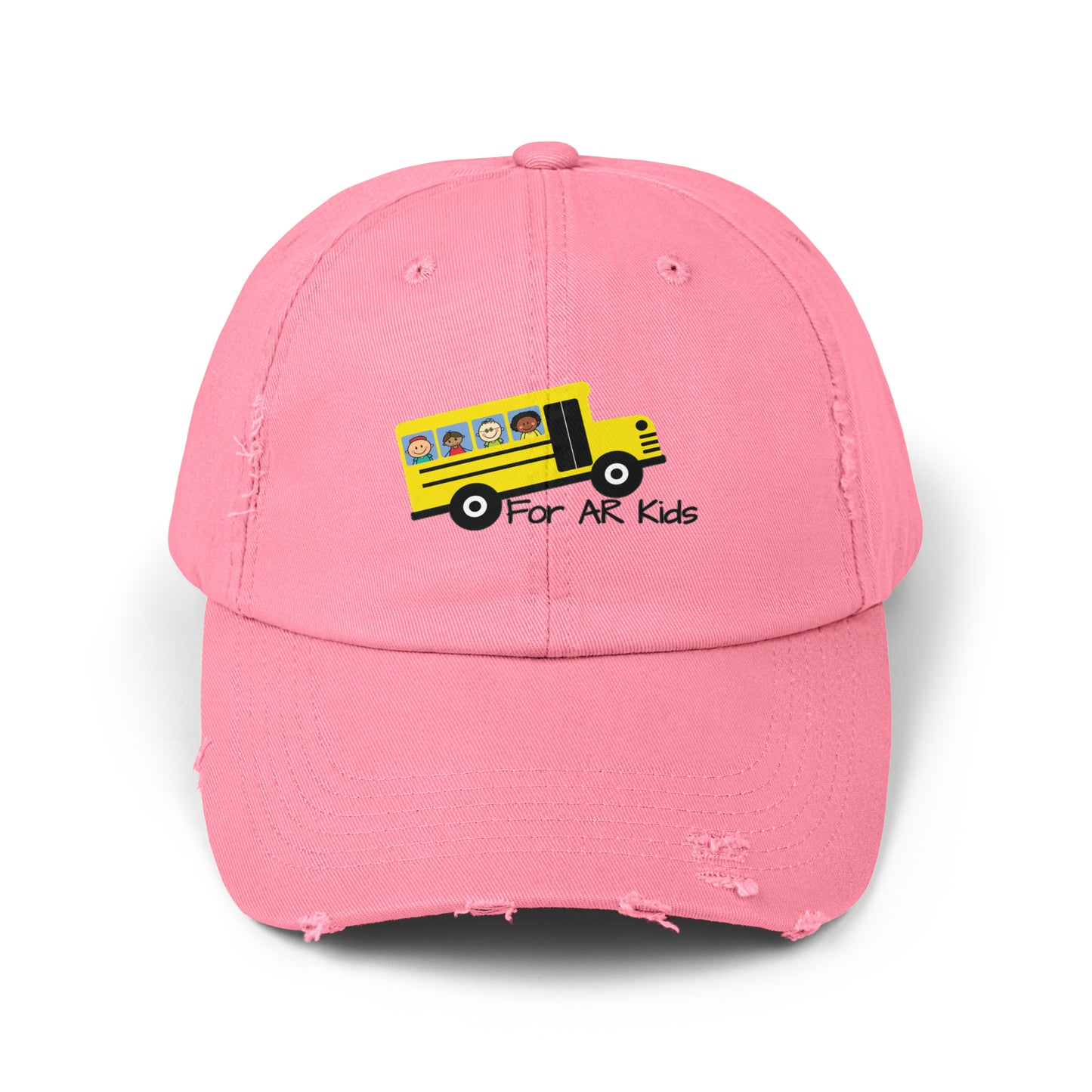 School Bus Baseball Cap, AR Kids Hat, Cute Children's Bus Cap, Distressed Cap