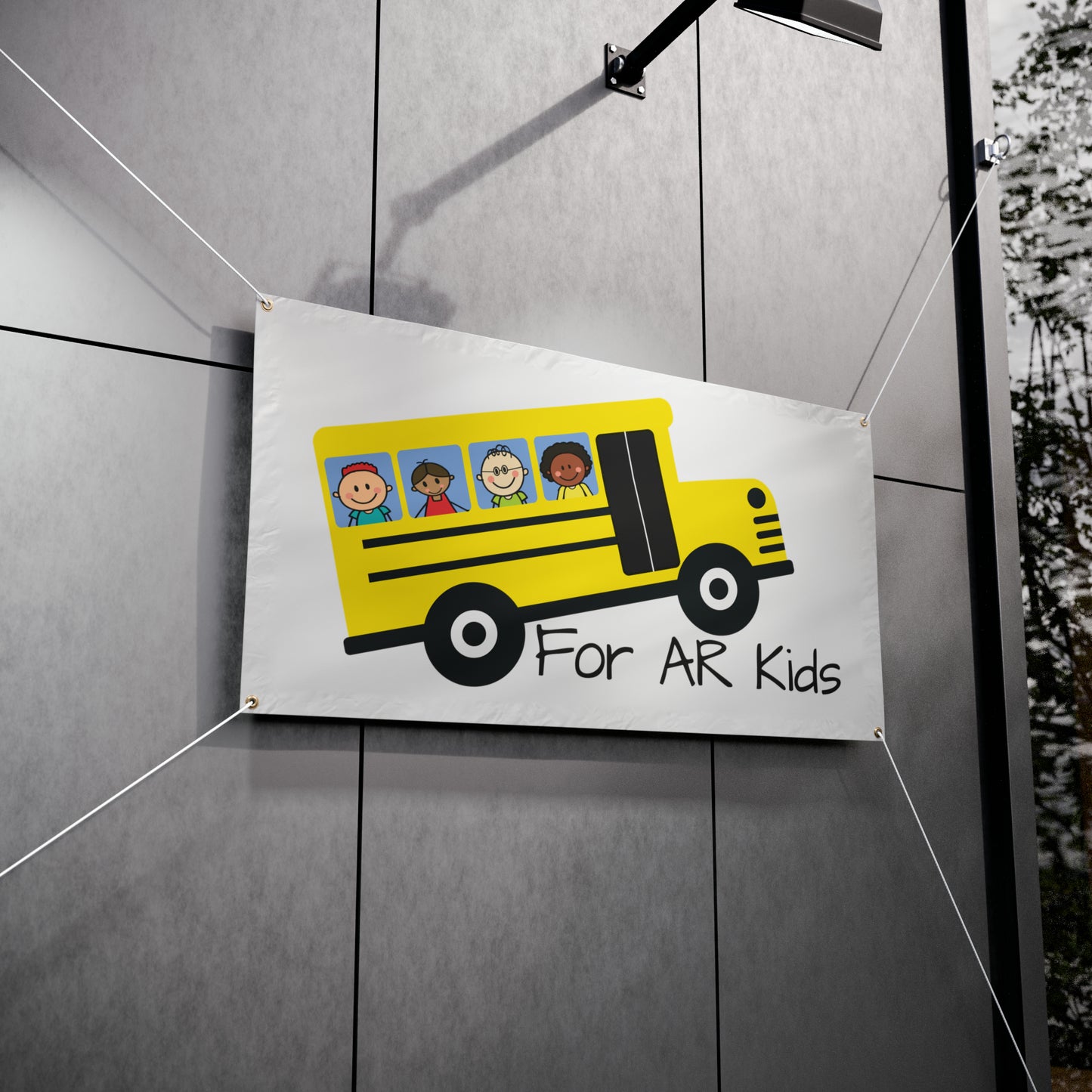 School Bus Vinyl Banners, AR Kids Vinyl Banners, Cute Children's Bus Vinyl Banner