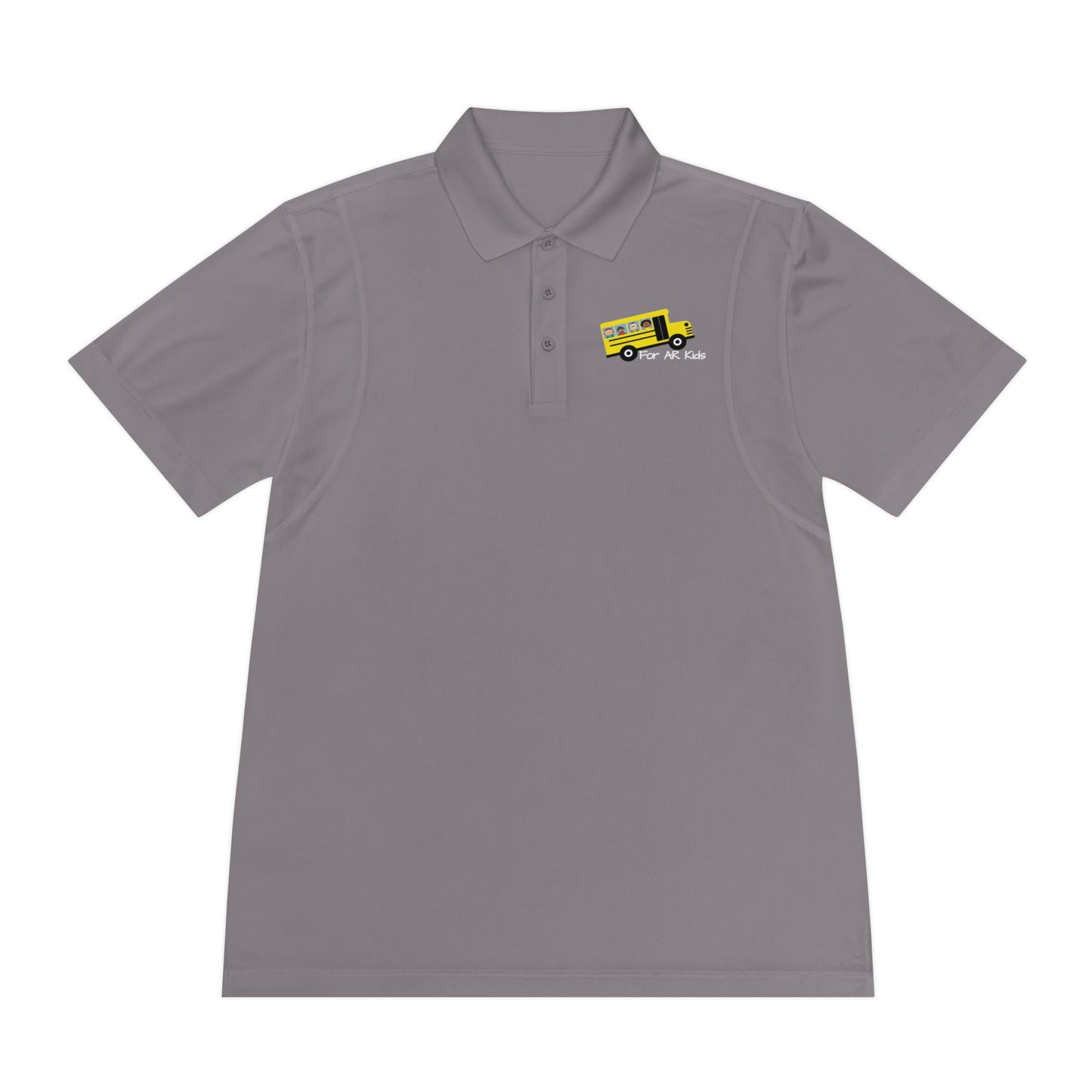 School Bus Men's Sport Polo Shirt, AR Kids Polo Shirt, Cute Children's Bus Polo Shirt