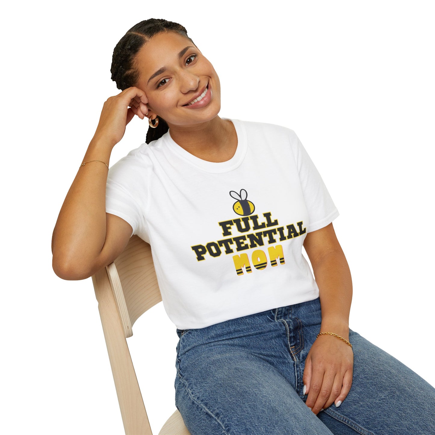 Full Potential Mom Bee v2 Unisex Softstyle T-Shirt