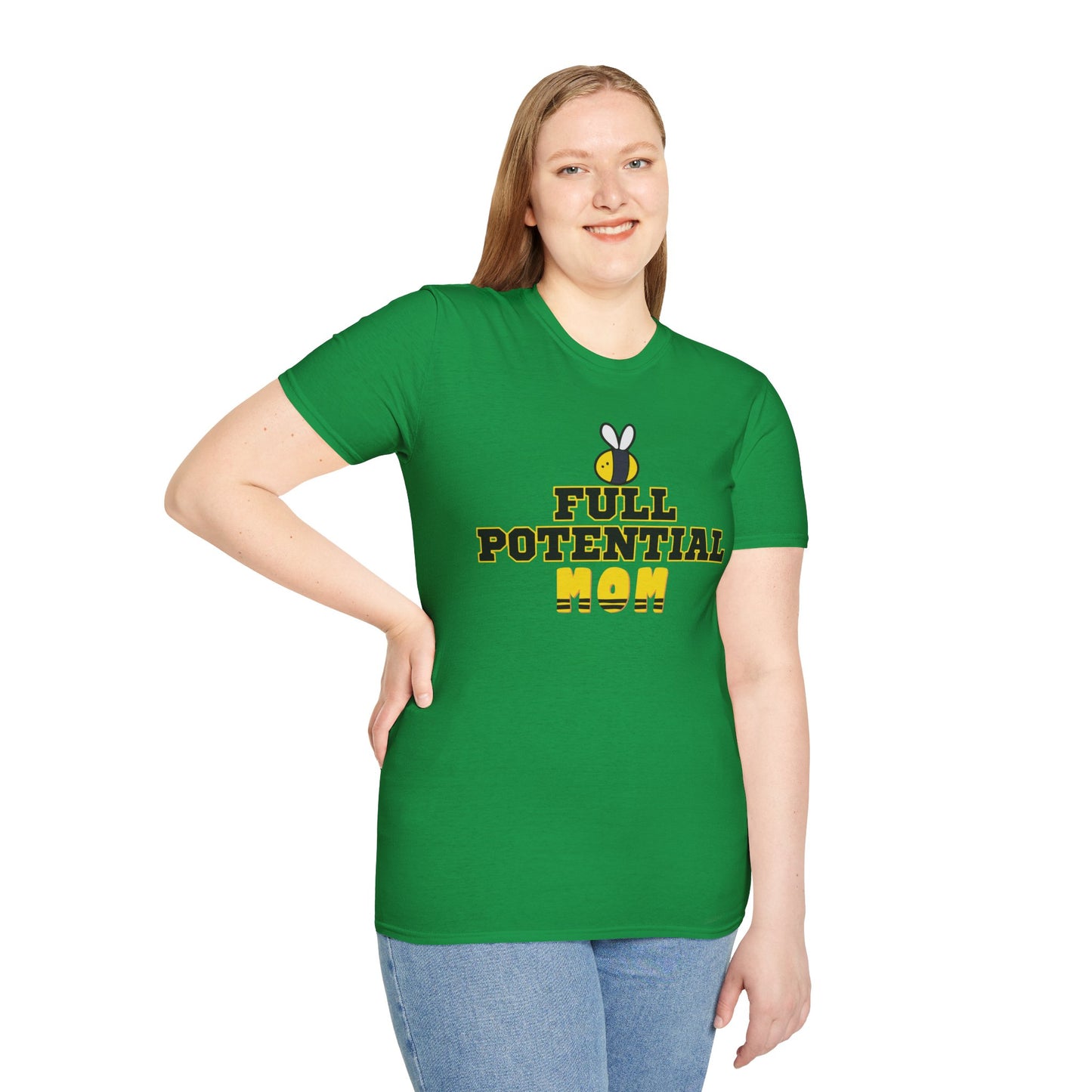 Full Potential Mom Bee v2 Unisex Softstyle T-Shirt