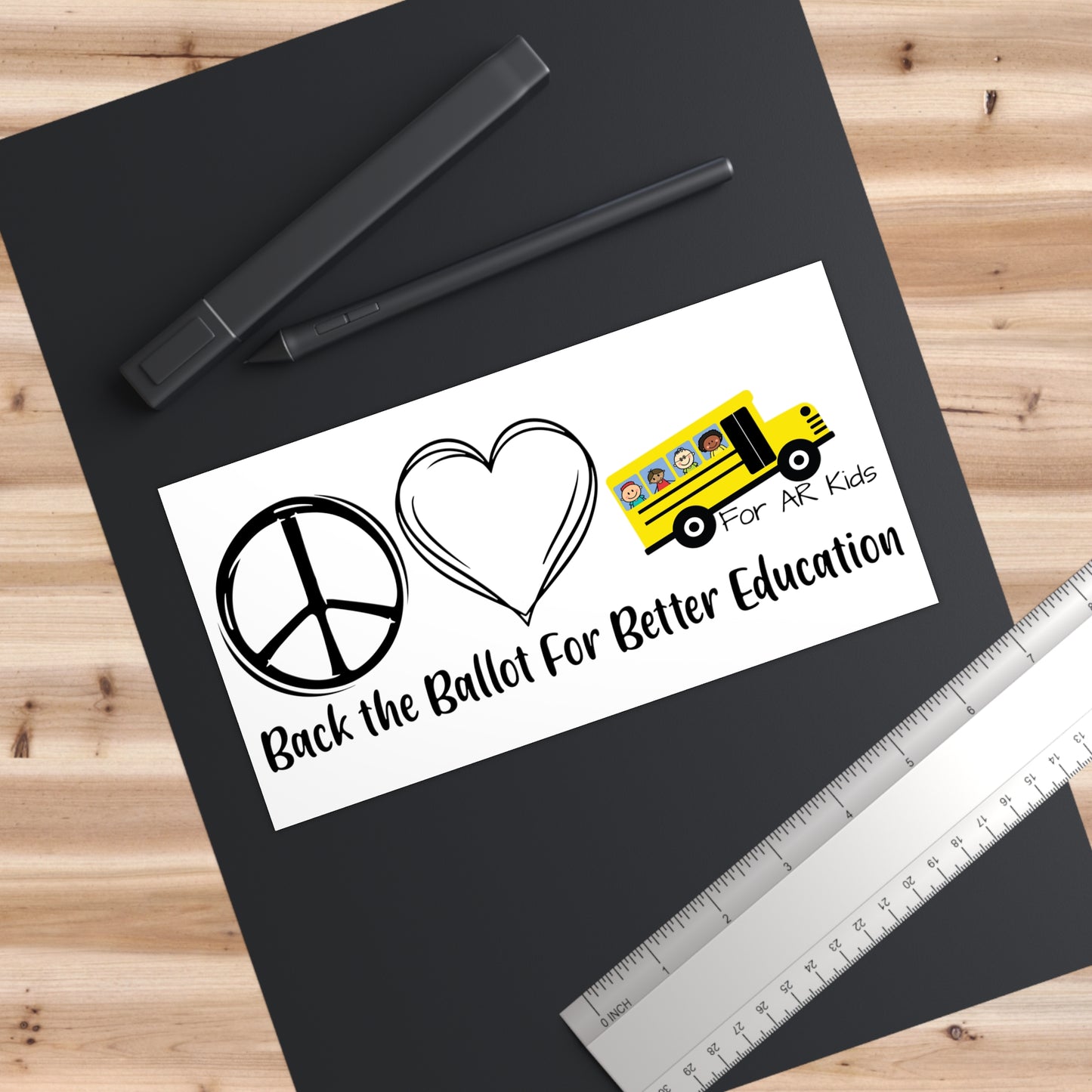 Back The Ballot For Better Education Bumper Sticker, School Bus Bumper Stickers, AR Kids Bumper Stickers, Cute School Bus