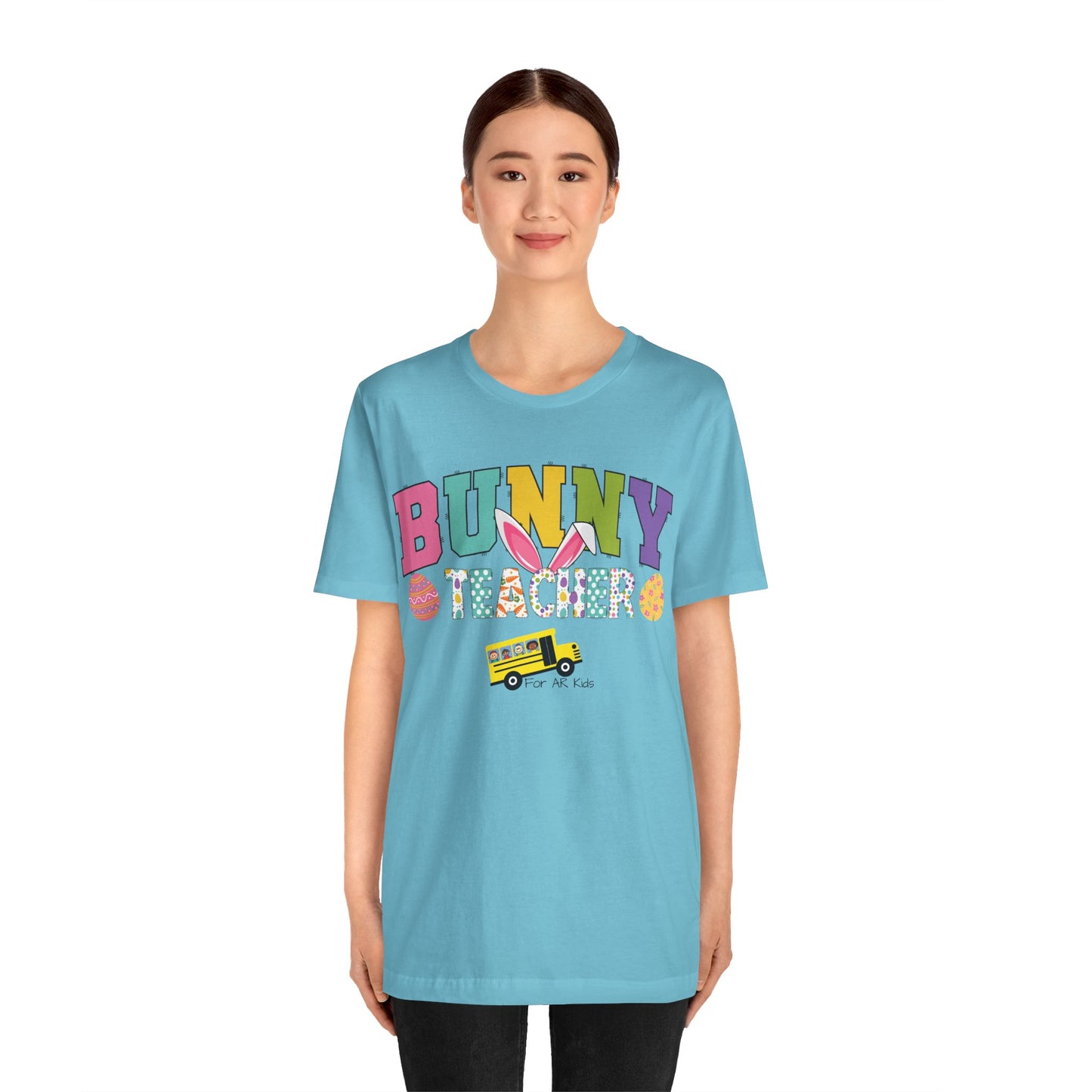 Limited Time Offer - Bunny Teacher x AR Kids Shirt, Happy Bunny Teacher with School Bus Shirt, Easter Egg Shirt, Education Shirt