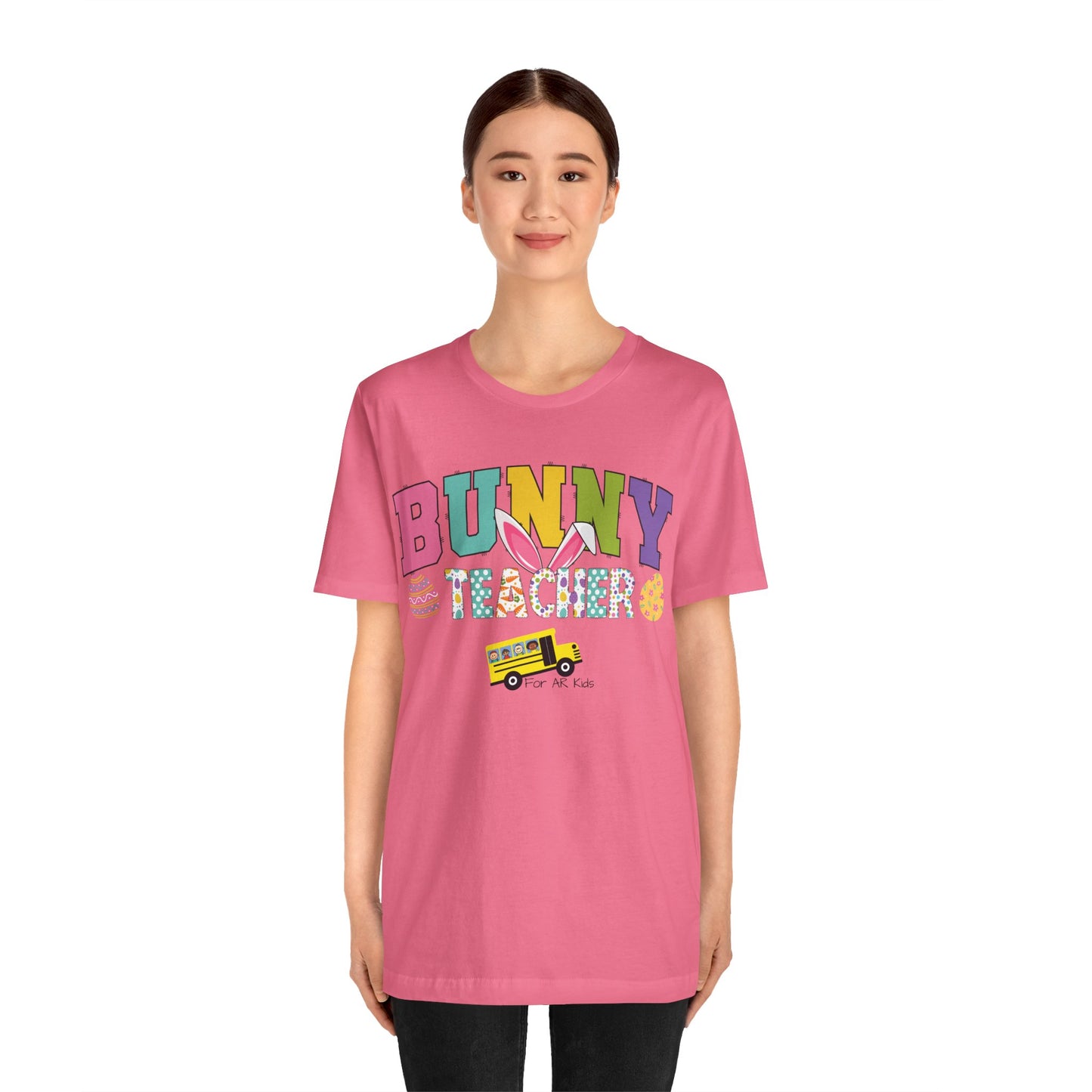 Limited Time Offer - Bunny Teacher x AR Kids Shirt, Happy Bunny Teacher with School Bus Shirt, Easter Egg Shirt, Education Shirt