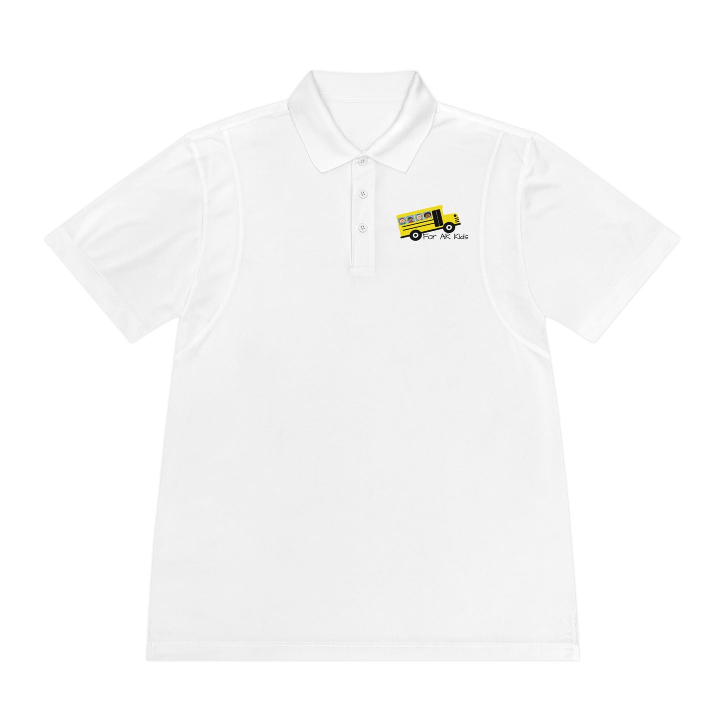 School Bus Men's Sport Polo Shirt, AR Kids Polo Shirt, Cute Children's Bus Polo Shirt