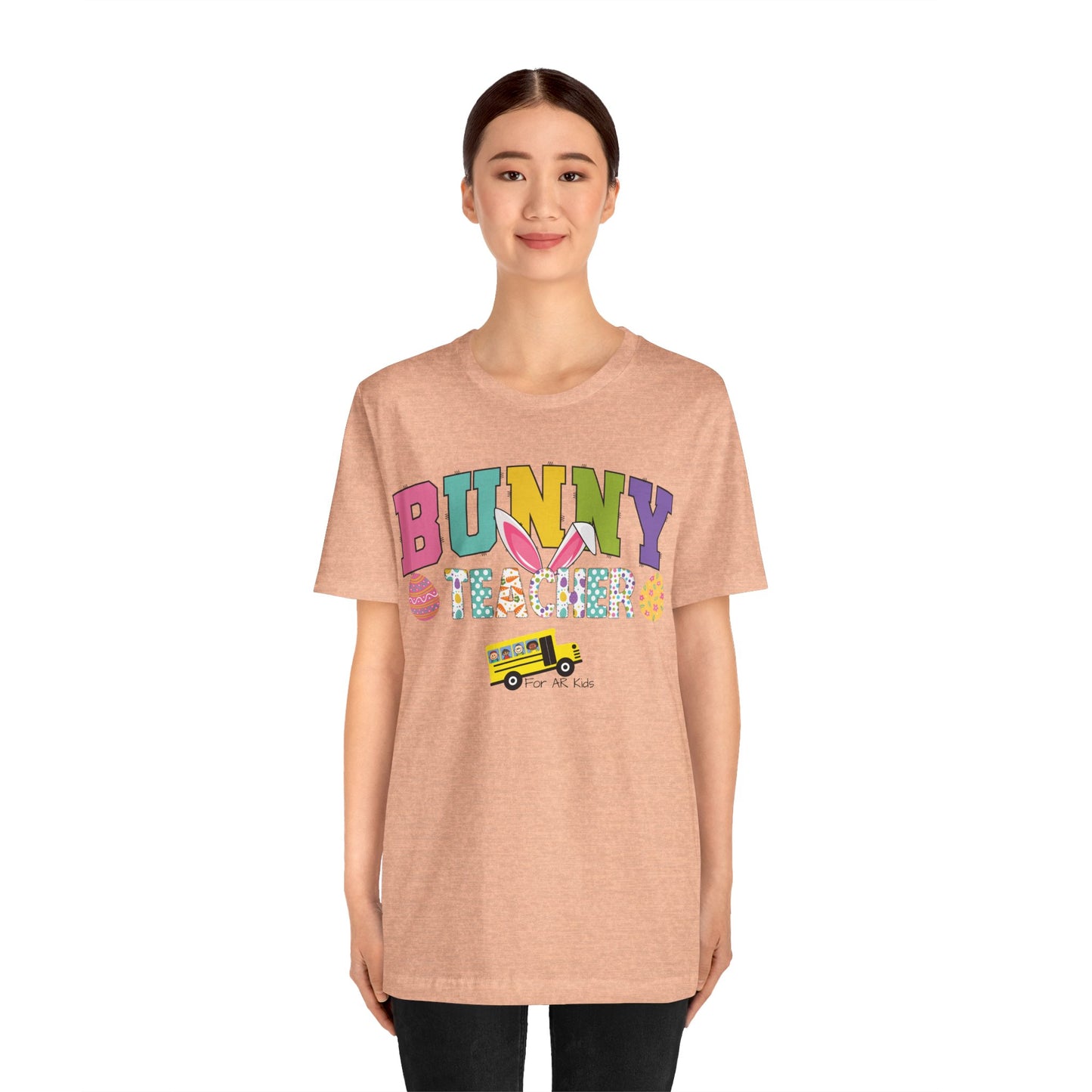 Limited Time Offer - Bunny Teacher x AR Kids Shirt, Happy Bunny Teacher with School Bus Shirt, Easter Egg Shirt, Education Shirt