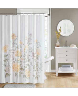 Decor Studio Delores Cotton Textured Floral-Print 72" x 72" Shower Curtain