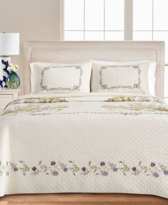 Closeout! Martha Stewart Collection Floral Bouquet Bedspread, Queen, Created For