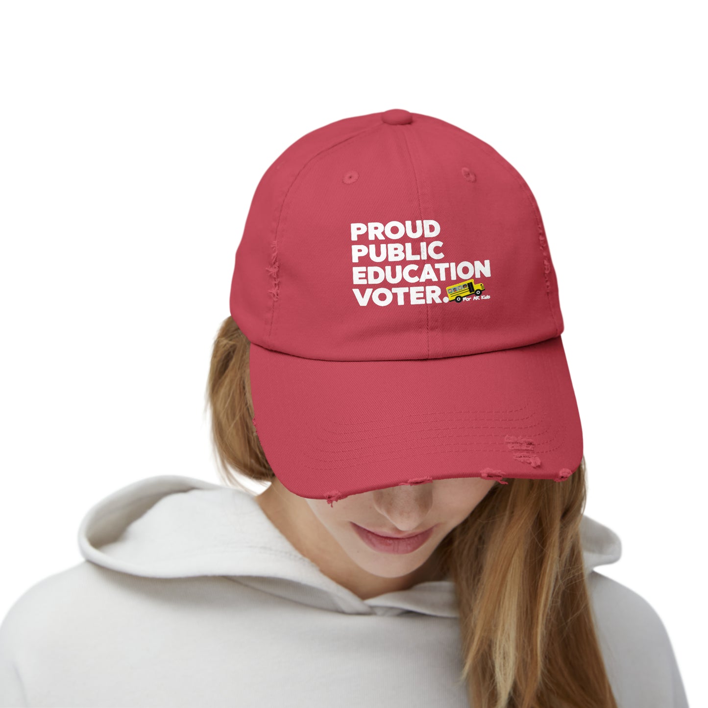 Proud Public Education Voter Baseball Cap, AR Kids Hat, Distressed Cap