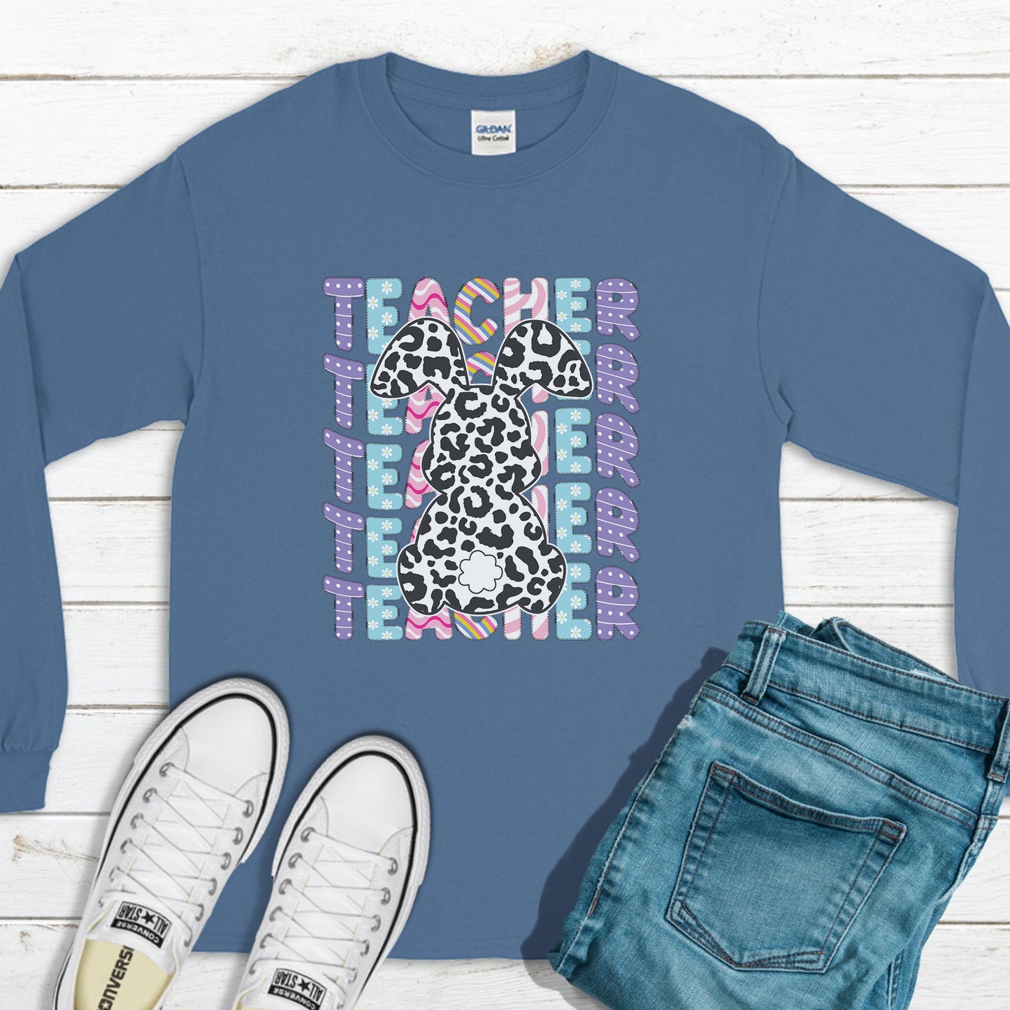 Happy Teacher Easter Sweatshirt, Easter Outfit, Happy Easter Sweatshirt, Easter Bunny Sweatshirt