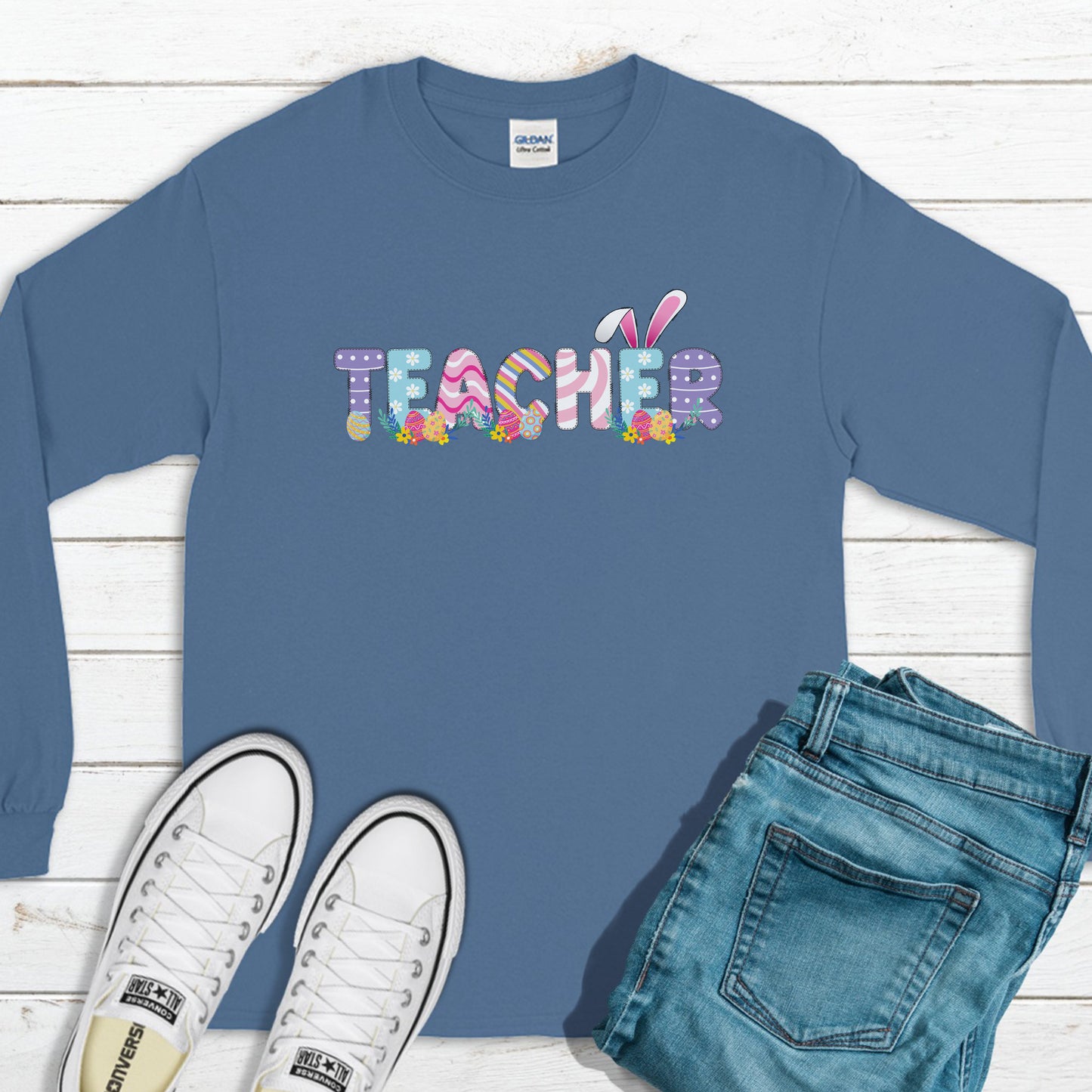 Happy Teacher Easter Sweatshirt, Easter Outfit, Happy Easter Sweatshirt, Easter Bunny Sweatshirt