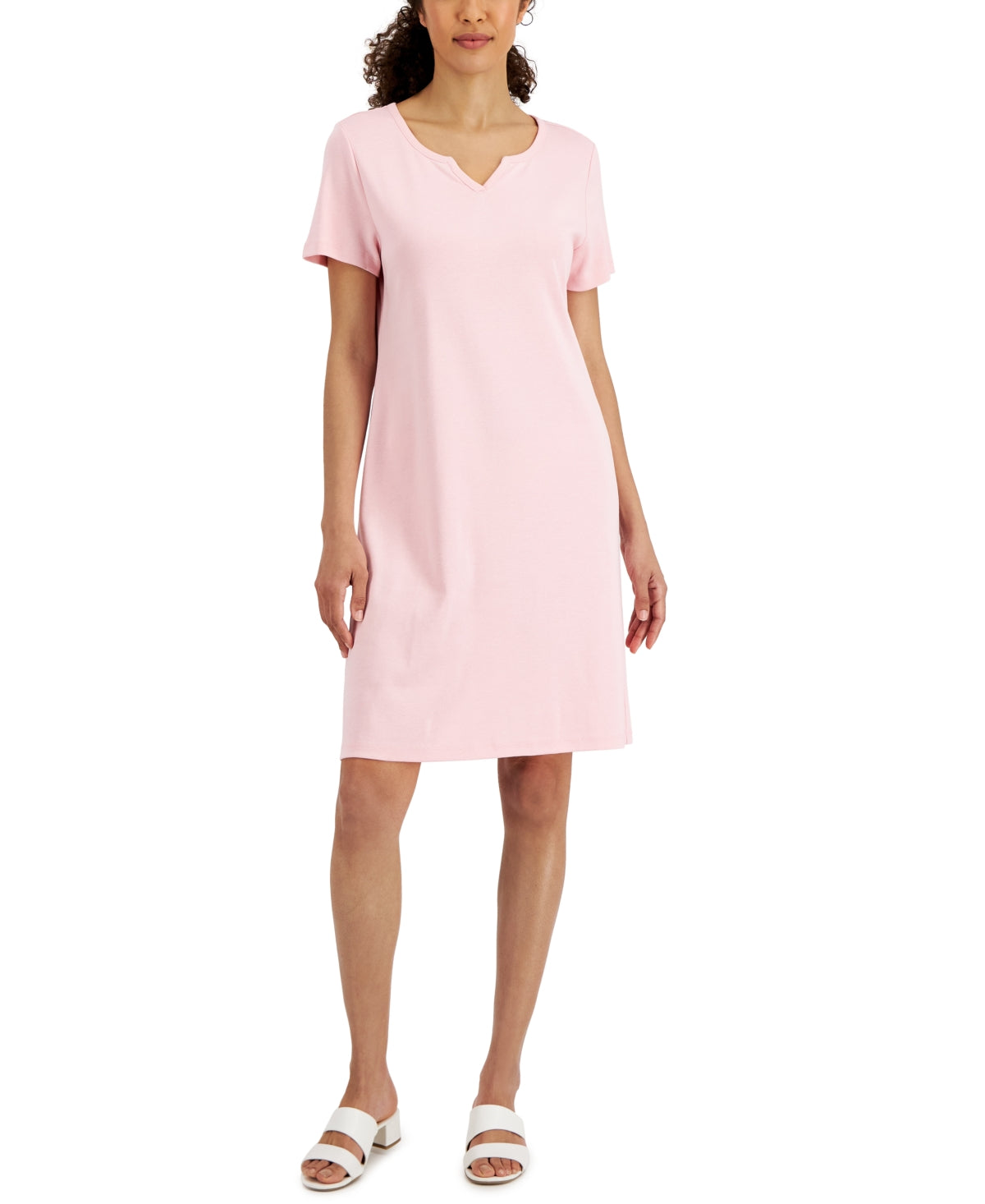 Karen Scott Women's Cotton Split-Neck Dress, Created for Macy's