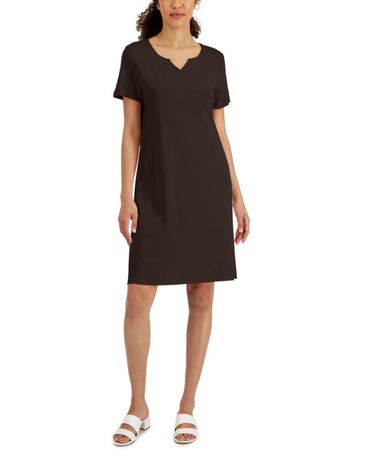 Karen Scott Women's Cotton Split-Neck Dress, Created for Macy's