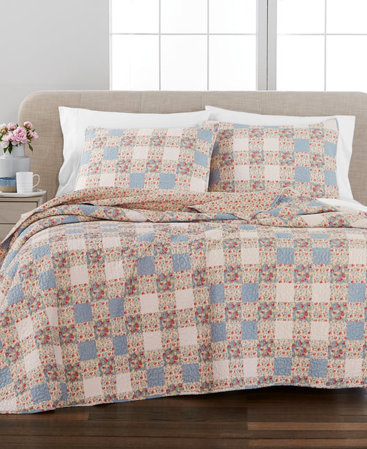 Closeout! Martha Stewart Collection Gingham Floral Quilt, Full/Queen, Created For Macy's