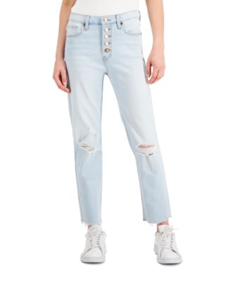 Celebrity Pink Juniors' Ripped Button-Fly Jeans