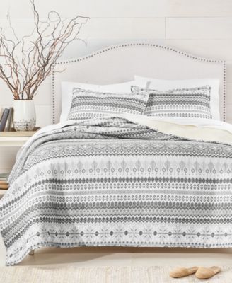 Martha Stewart Collection Fair Isle Quilted Reversible Flannel Quilt, King,