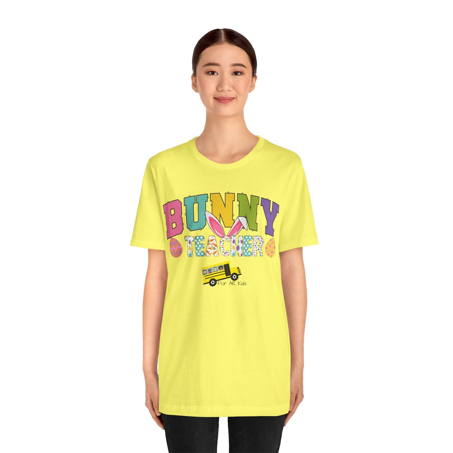 Limited Time Offer - Bunny Teacher x AR Kids Shirt, Happy Bunny Teacher with School Bus Shirt, Easter Egg Shirt, Education Shirt