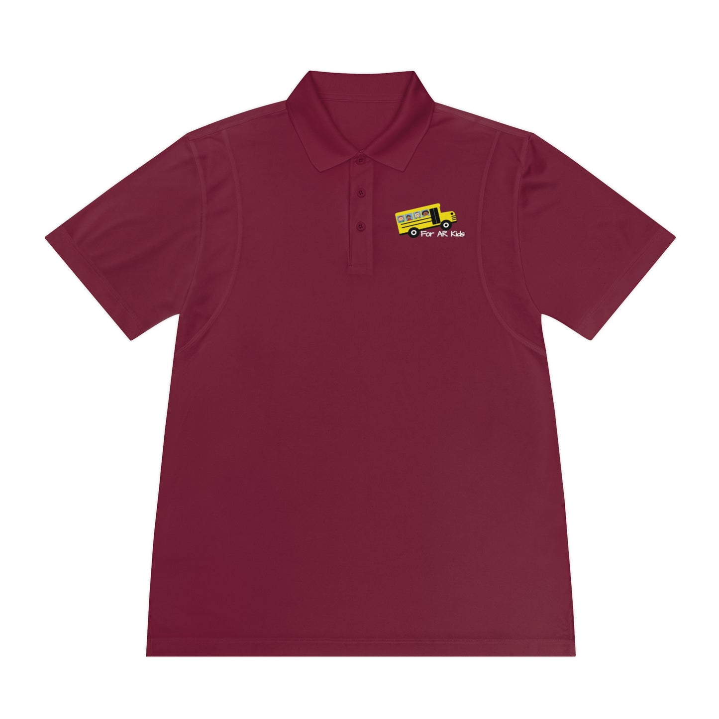 School Bus Men's Sport Polo Shirt, AR Kids Polo Shirt, Cute Children's Bus Polo Shirt