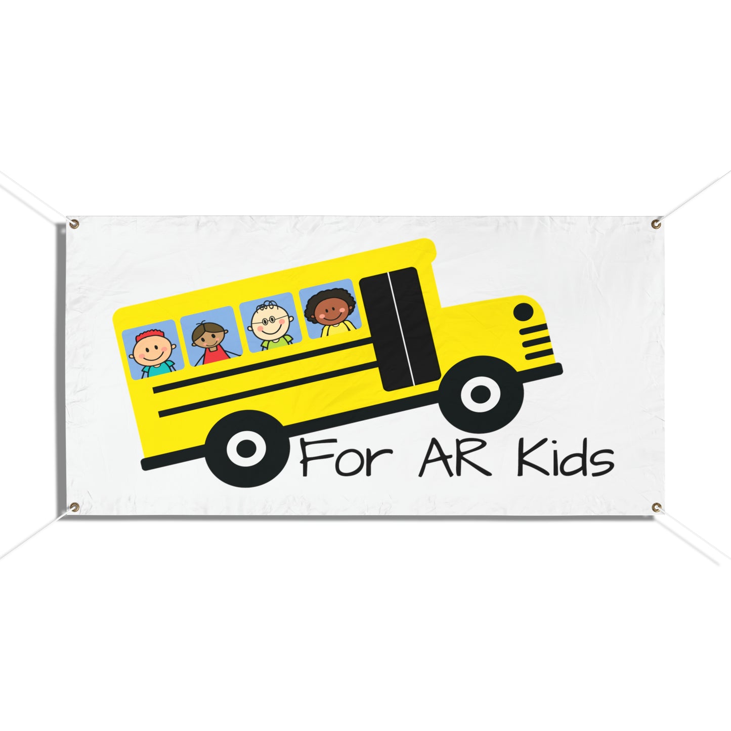 School Bus Vinyl Banners, AR Kids Vinyl Banners, Cute Children's Bus Vinyl Banner