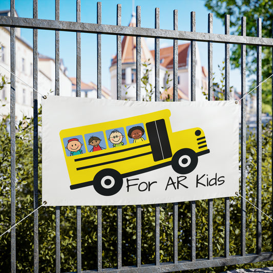 School Bus Vinyl Banners, AR Kids Vinyl Banners, Cute Children's Bus Vinyl Banner