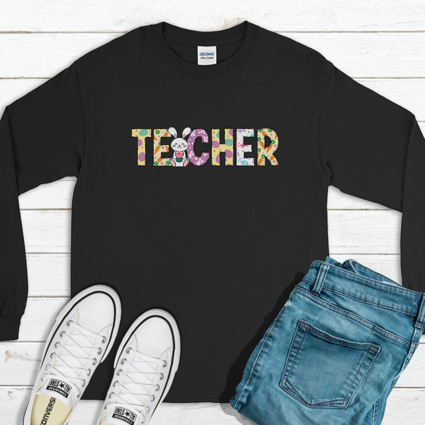 Happy Teacher Easter Sweatshirt, Easter Outfit, Happy Easter Sweatshirt, Easter Bunny Sweatshirt