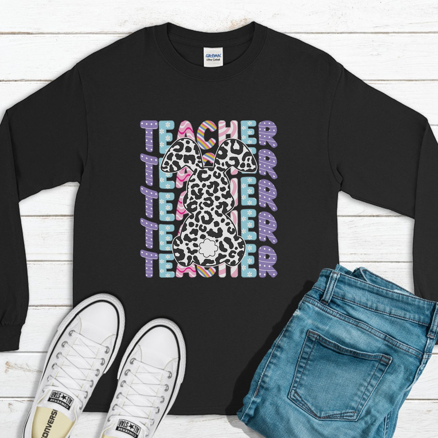 Happy Teacher Easter Sweatshirt, Easter Outfit, Happy Easter Sweatshirt, Easter Bunny Sweatshirt