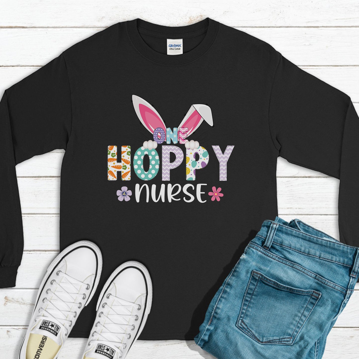 One Hoppy Nurse Sweatshirt, Easter Outfit, Happy Easter Sweatshirt, Easter Bunny Sweatshirt