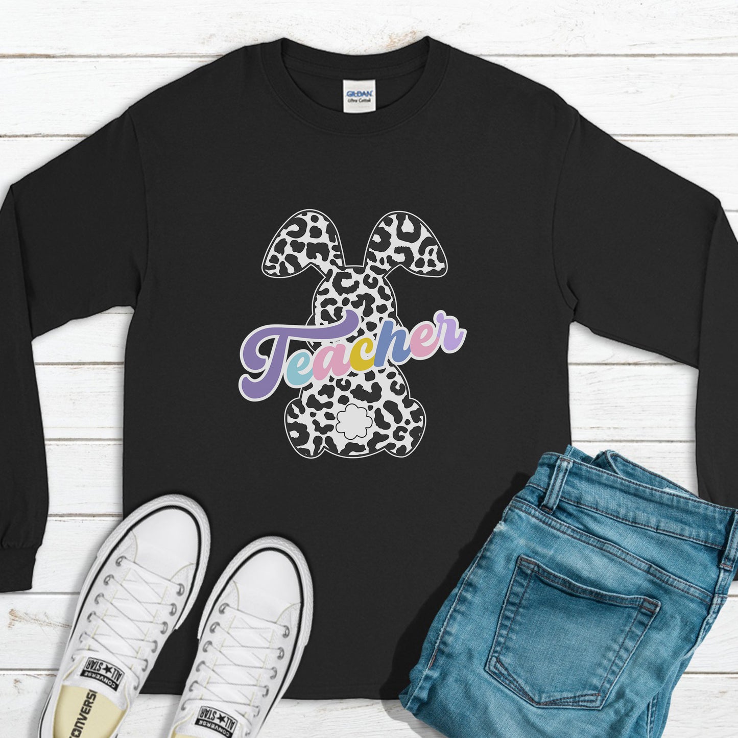 Happy Teacher Easter Sweatshirt, Easter Outfit, Happy Easter Sweatshirt, Easter Bunny Sweatshirt