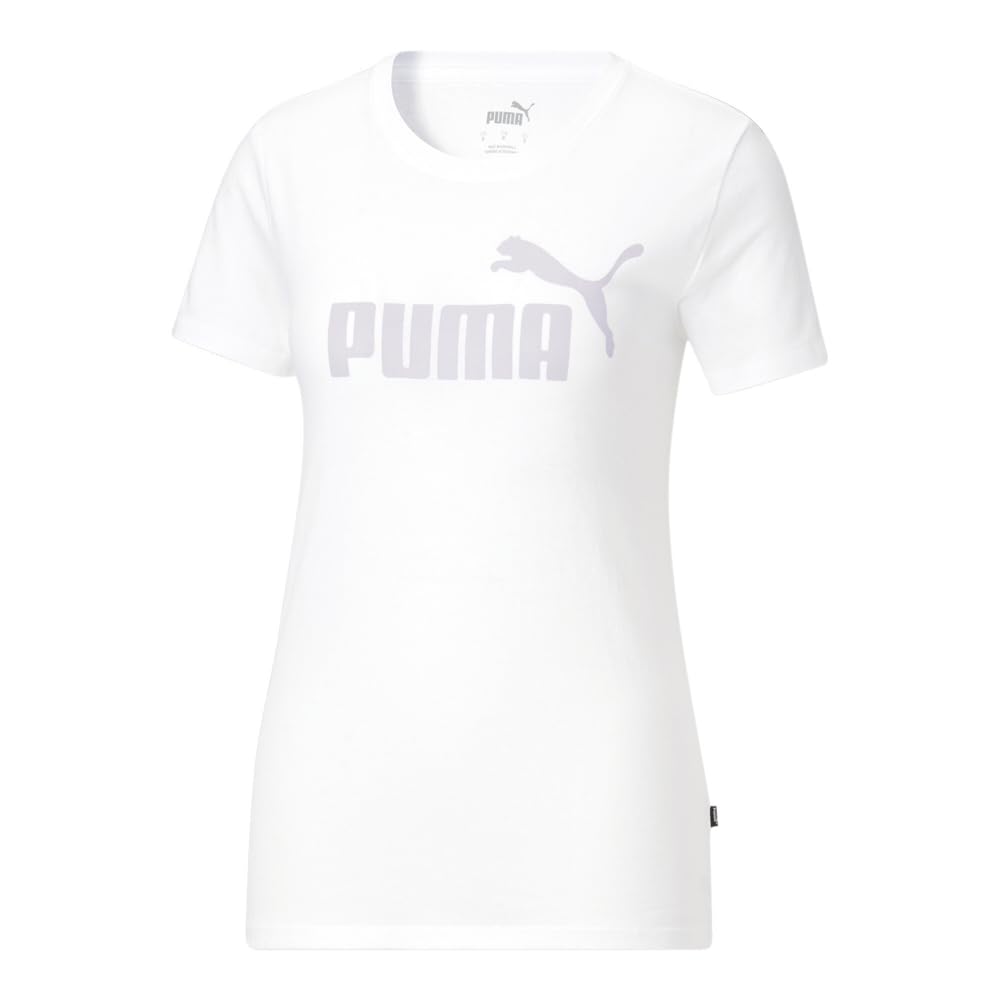 Puma Women's Essentials Logo Tee, Puma White/Lavender Fog, Small