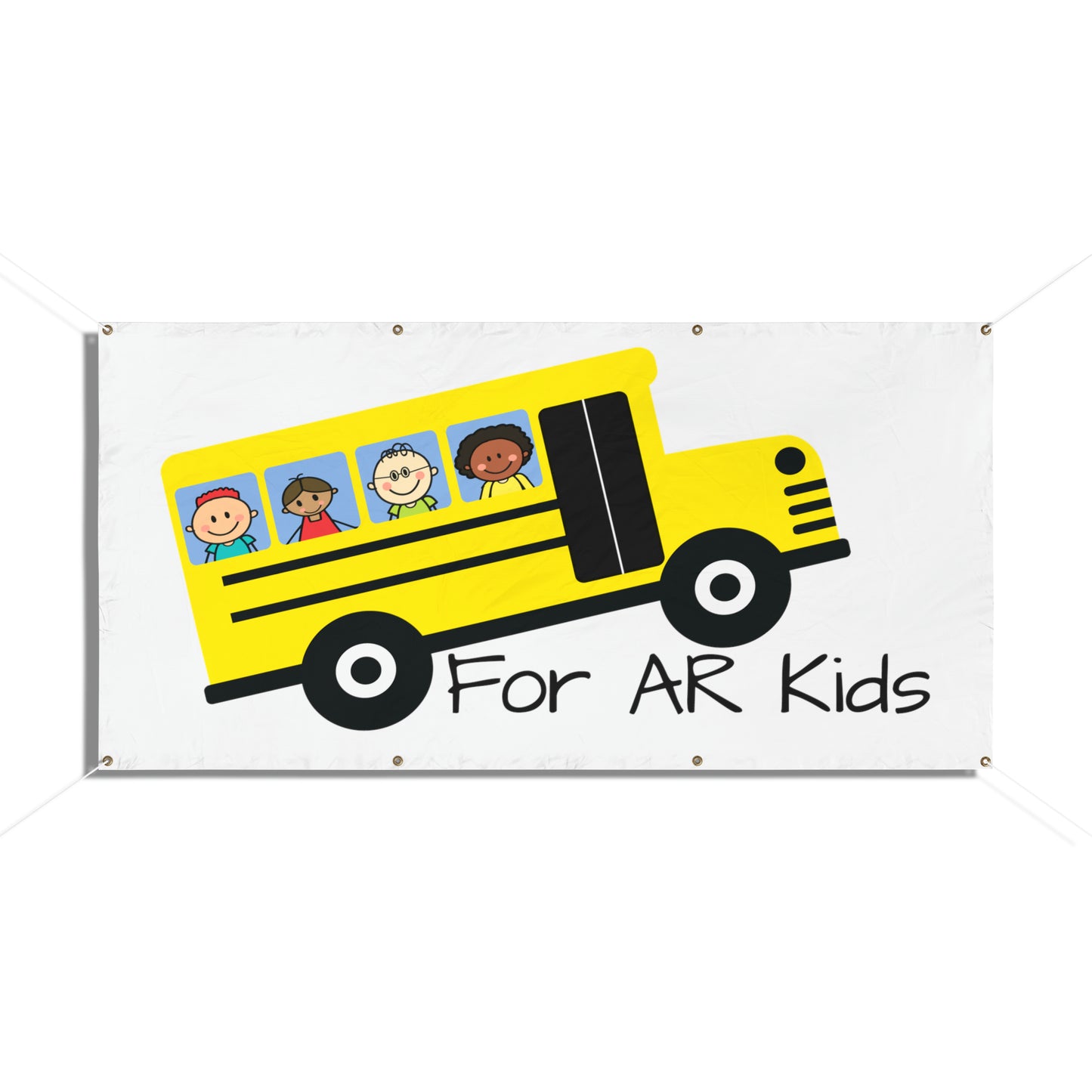 School Bus Vinyl Banners, AR Kids Vinyl Banners, Cute Children's Bus Vinyl Banner