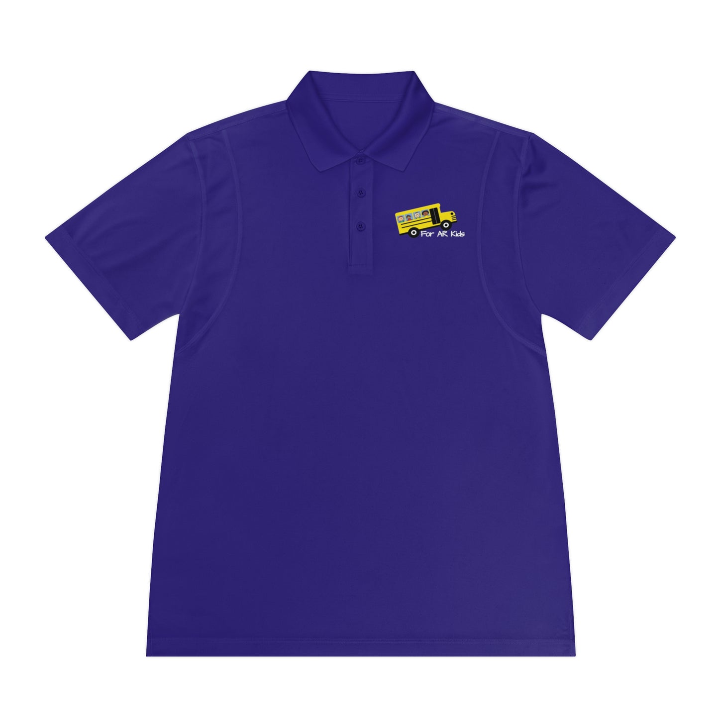 School Bus Men's Sport Polo Shirt, AR Kids Polo Shirt, Cute Children's Bus Polo Shirt