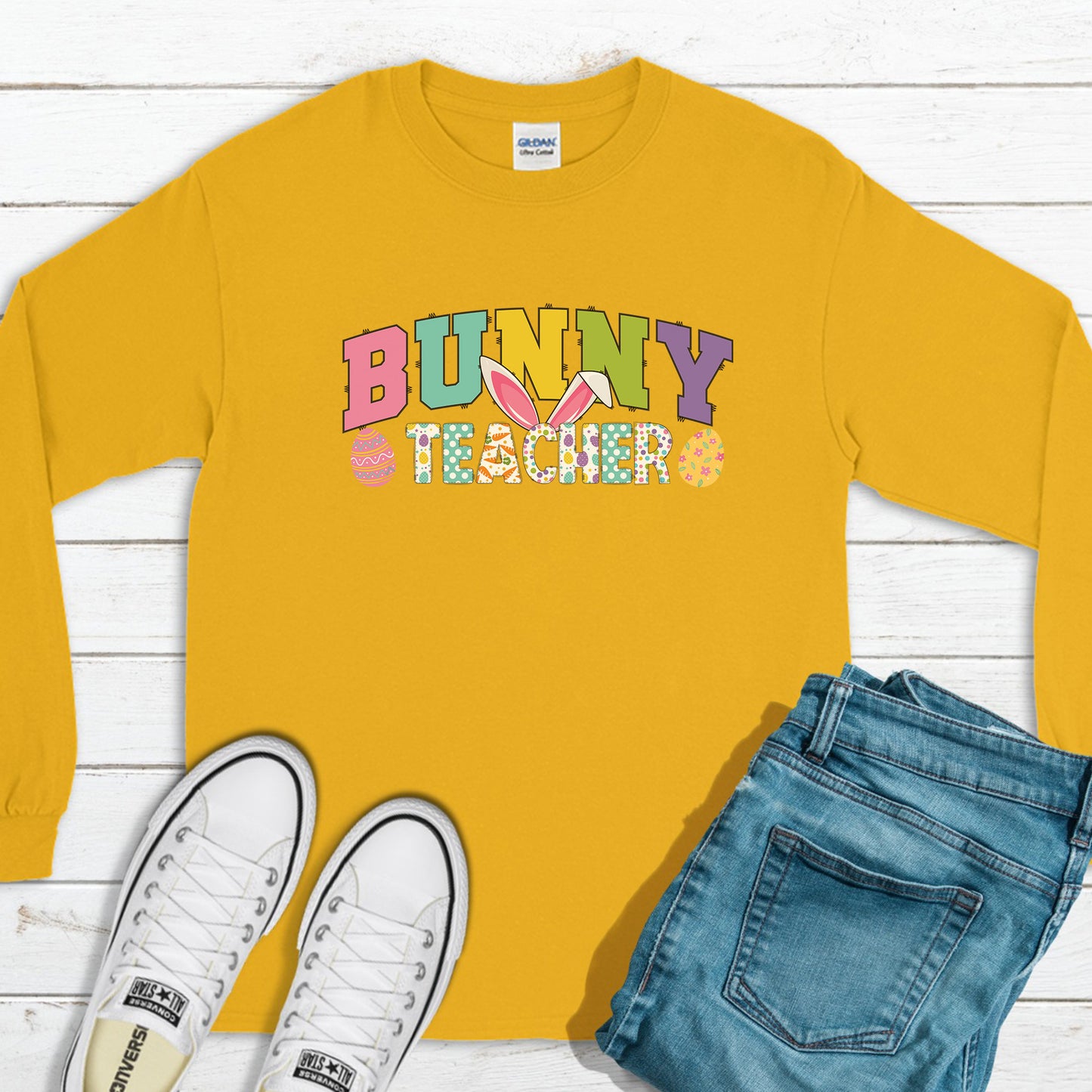 Bunny Teacher Sweatshirt, Easter Outfit, Happy Easter Sweatshirt, Easter Bunny Sweatshirt, Teacher Sweatshirt