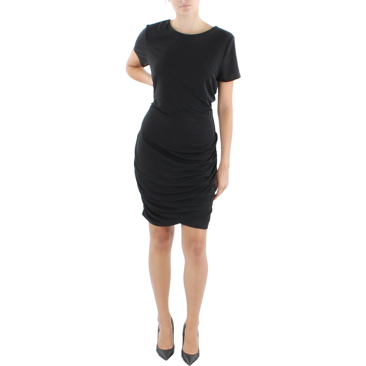MSRP $80 INC International Concepts Womens Ruched Mini Dress Black Size Medium